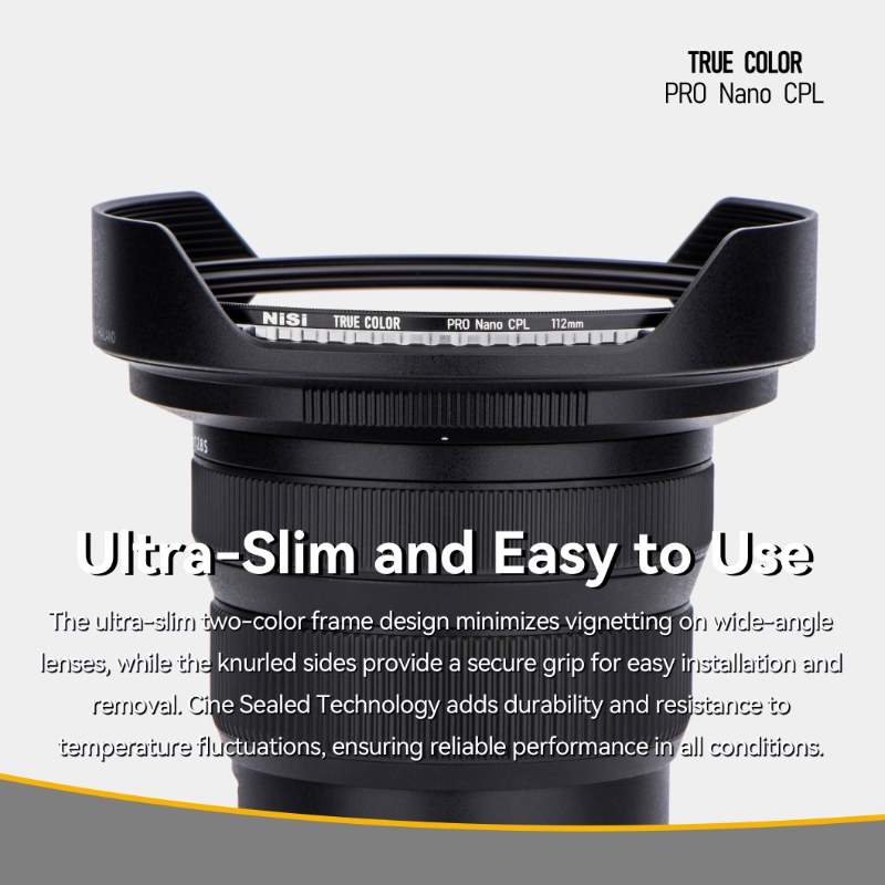 NiSi True Color CPL ultra-slim frame on a wide-angle lens
