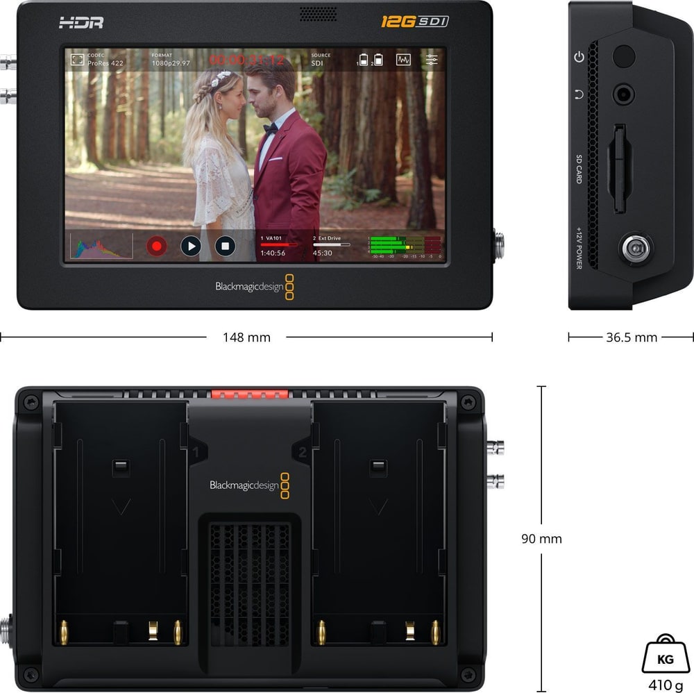 Video Assist 5″ 12G HDR – Dimenzije i masa
