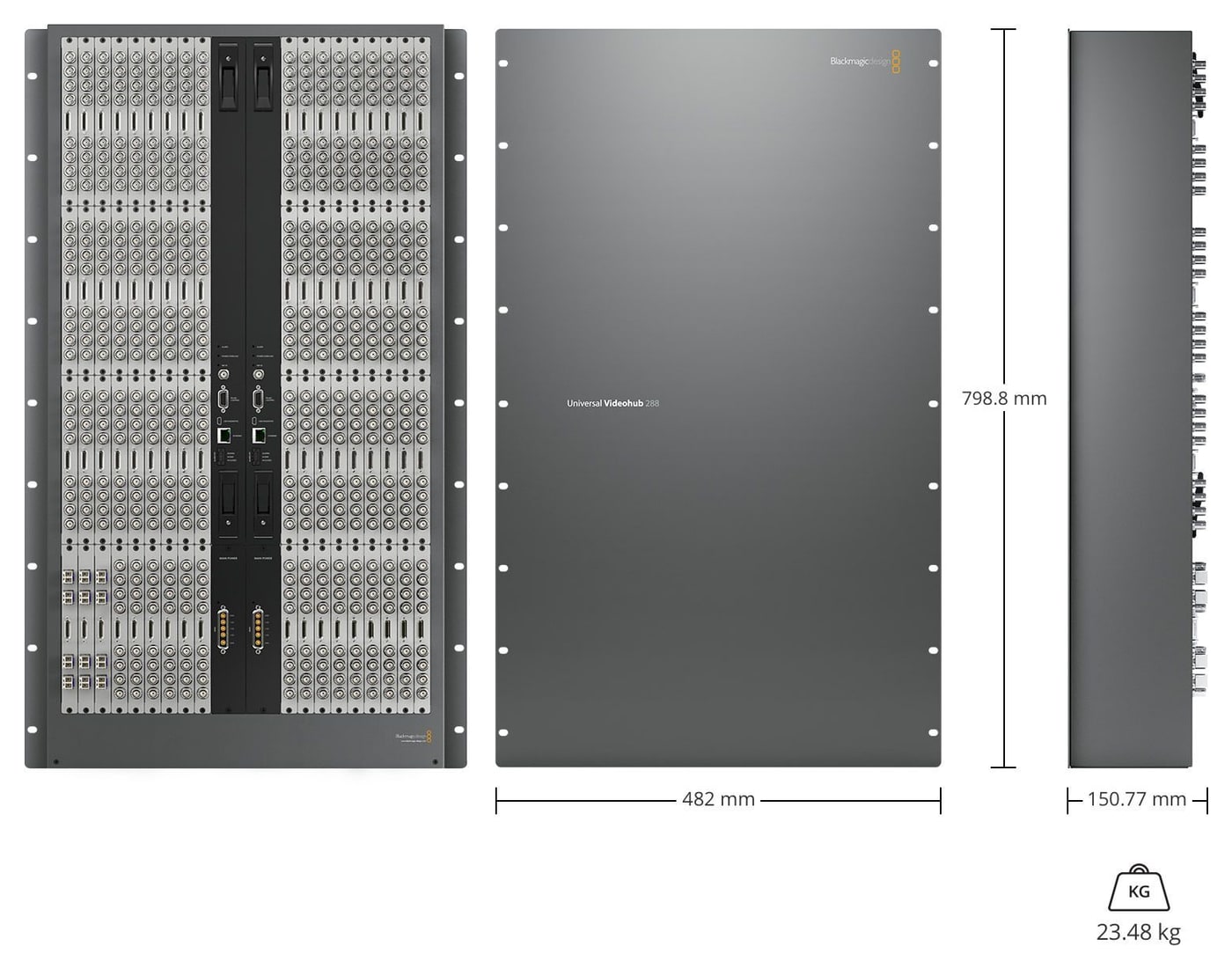 Blackmagic Universal Videohub 288 – Dimenzije i masa
