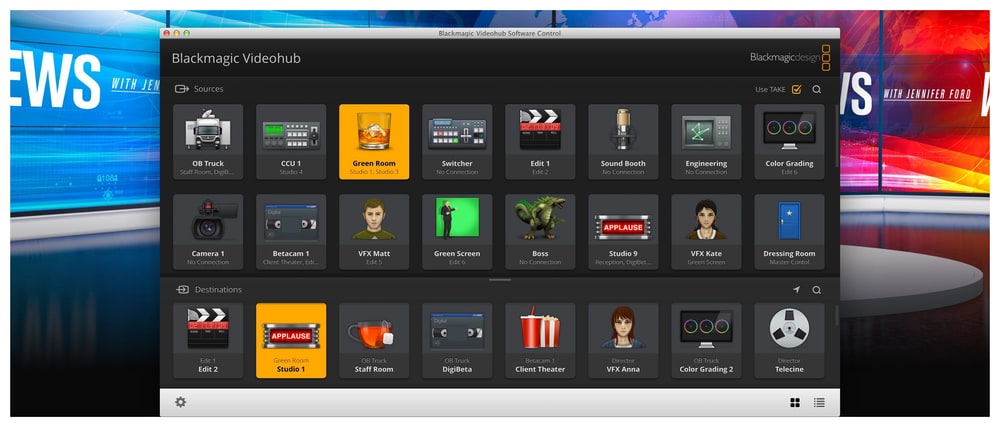 Blackmagic Universal Videohub 72 – Upravljanje s računala ili ploče