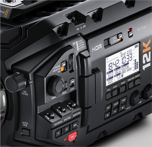 Blackmagic URSA Mini Pro 12K – Upravljanje i statusni zaslon
