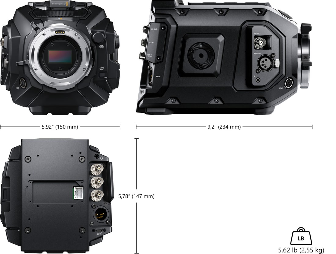 Blackmagic URSA Mini Pro 12K – Dimenzije i težina