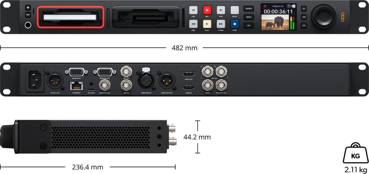 HyperDeck Studio HD Pro – Dimenzije i masa