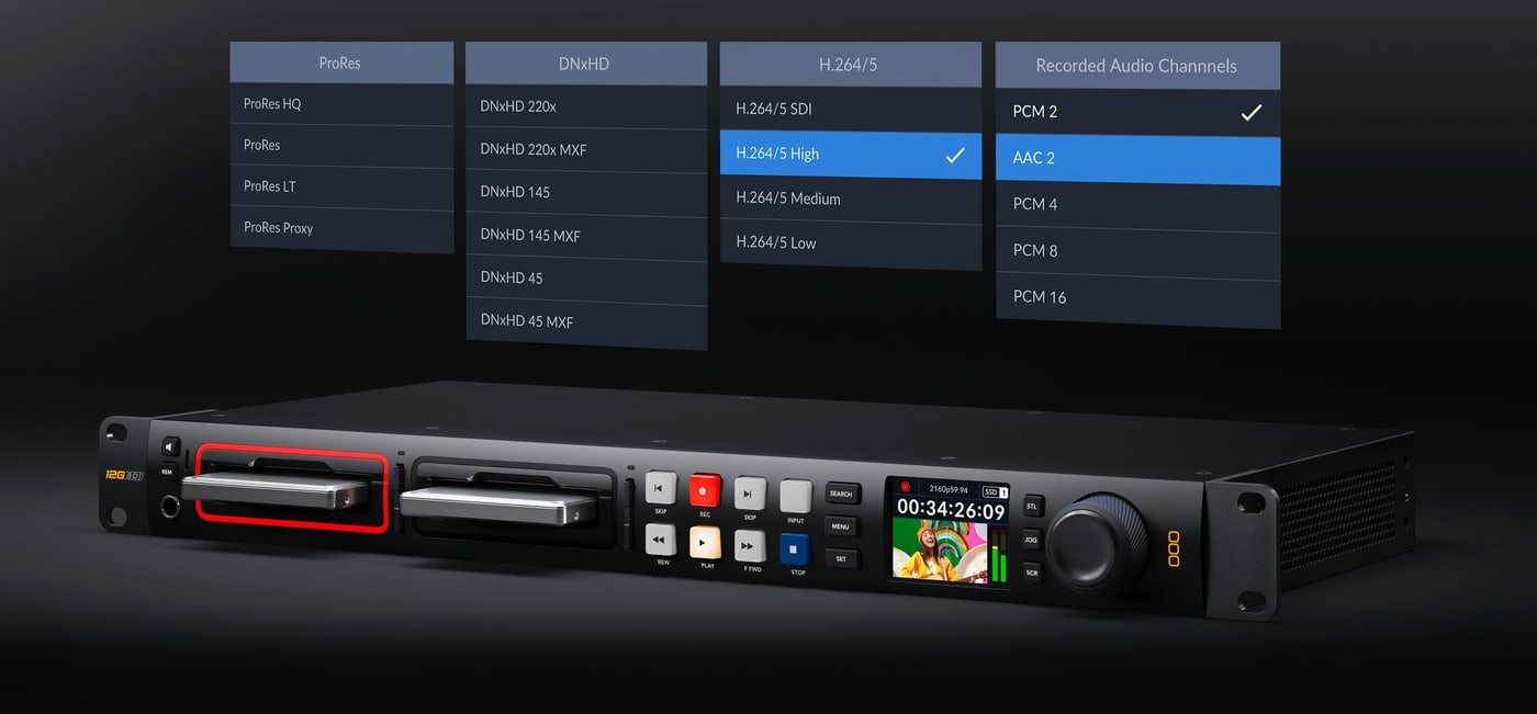 HyperDeck Studio 4K Pro – H.265, ProRes i DNx do 2160p60