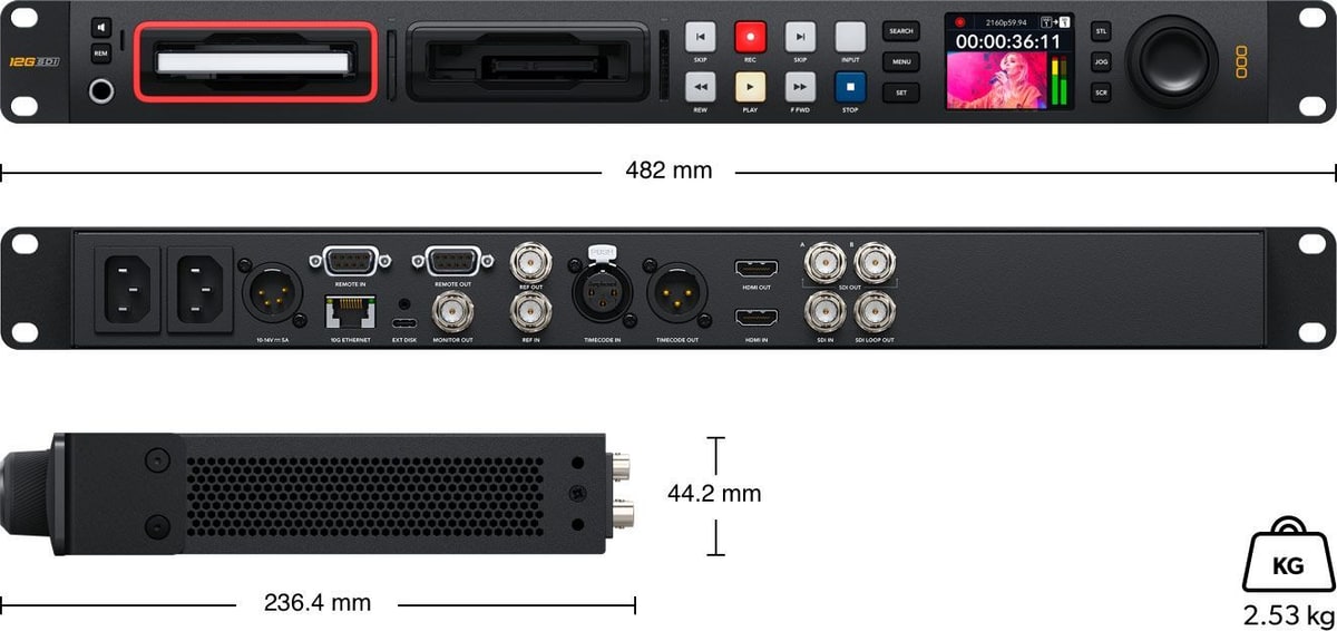 HyperDeck Studio 4K Pro – Dimenzije i masa