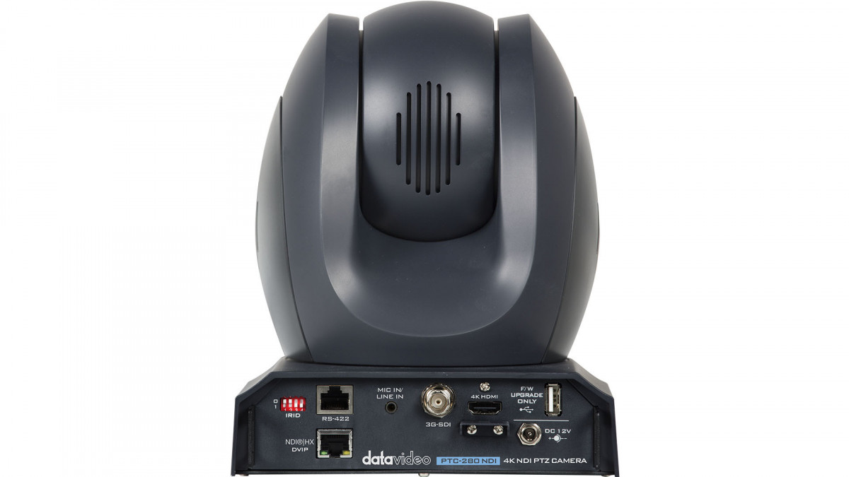 Zadní panel Datavideo PTC-280NDI s konektory HDMI, 3G-SDI, Ethernet NDI|HX, RS-422, USB a napájením