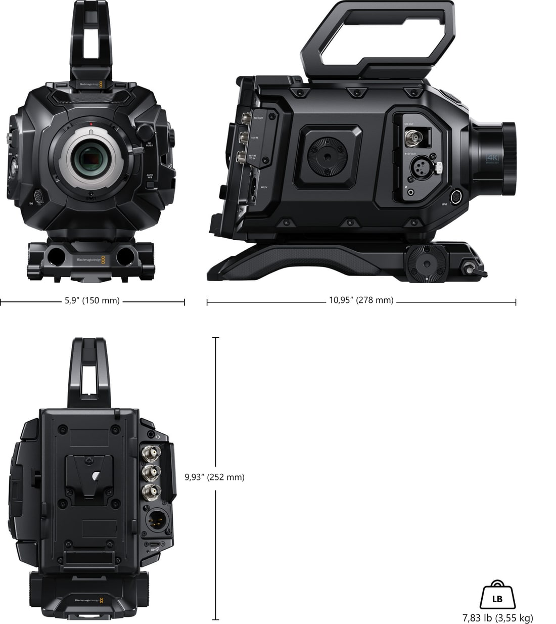 Blackmagic URSA Broadcast G2 – Dimenzije i težina