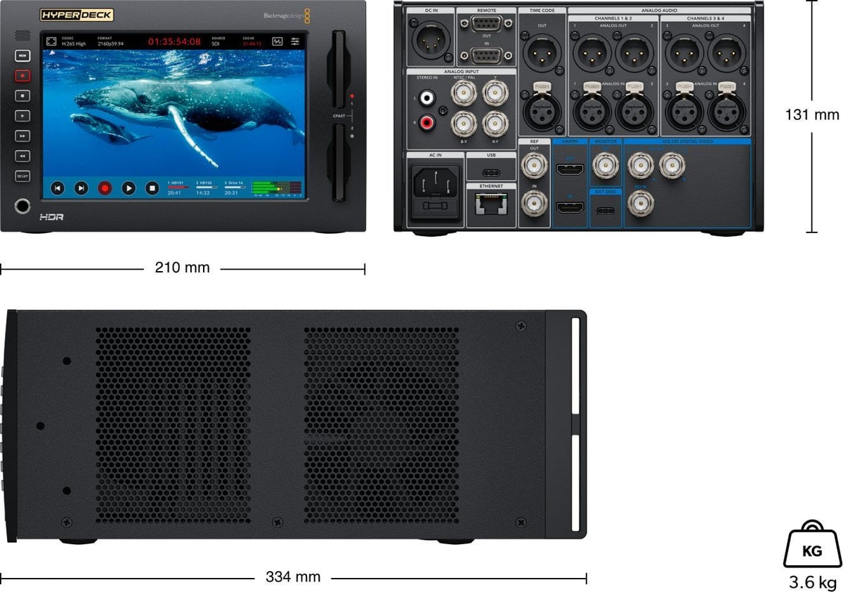 HyperDeck Extreme 4K HDR – Dimenzije i masa