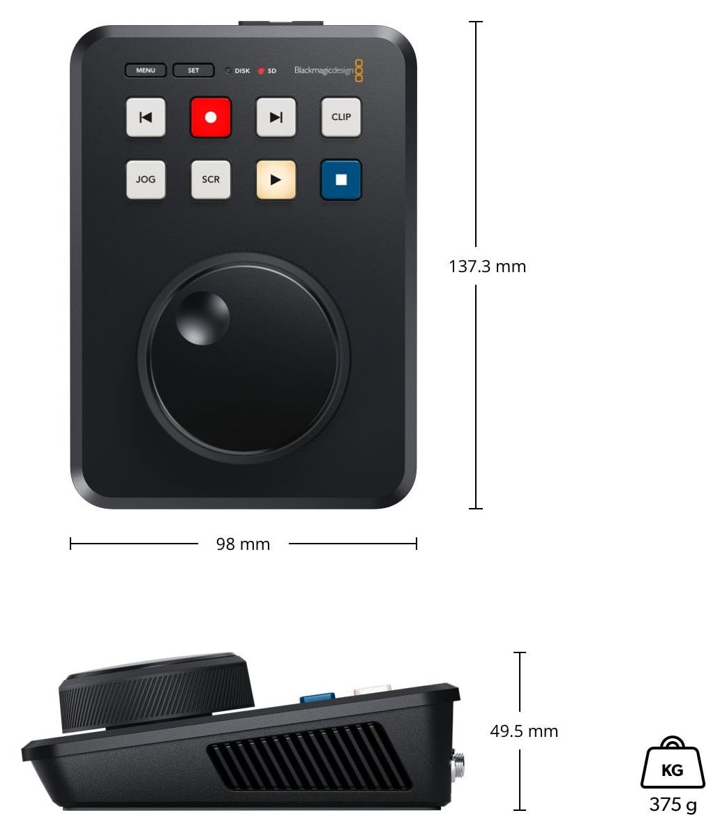 HyperDeck Shuttle HD – Dimenzije i masa