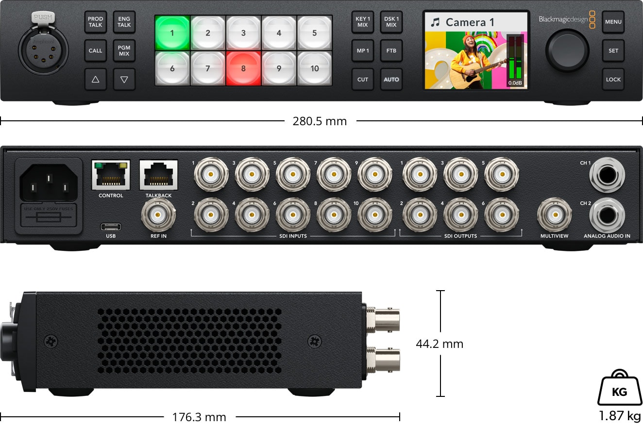 ATEM 1 M/E Constellation HD – Dimenzije i težina