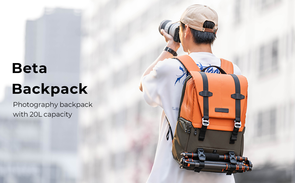 K&F Concept ruksak za fotoaparat, torbe za fotoaparate za fotografe s kišnom navlakom (narančasta)