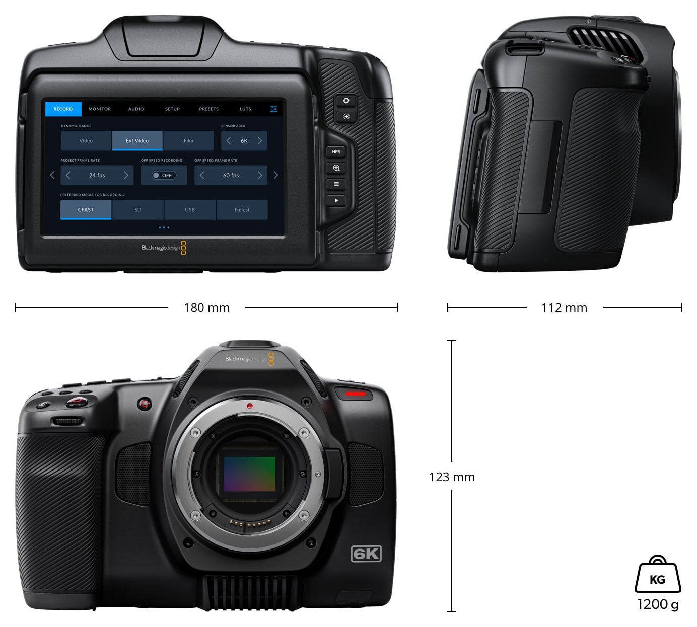 Blackmagic Pocket Cinema Camera 6K G2 – Dimenzije i težina
