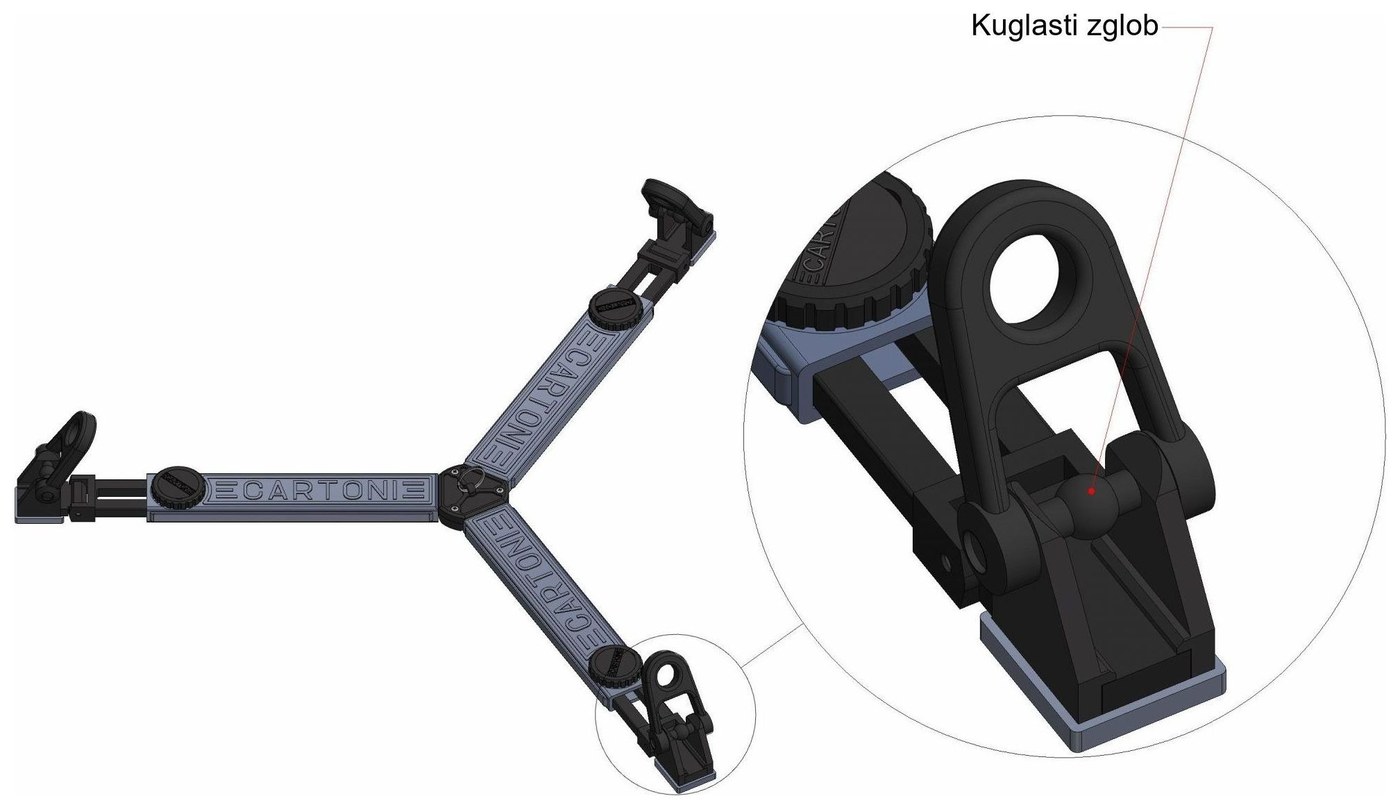 Cartoni S832/F podni razupirač ENG/EFP, fleksibilni – Kuglasti zglob