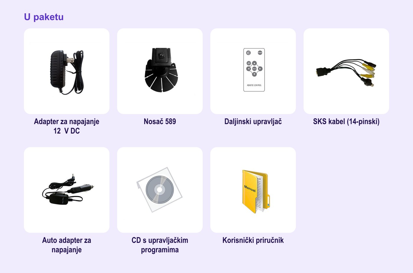 Lilliput 869GL-80NP/C – Sadržaj paketa i opcionalni pribor
