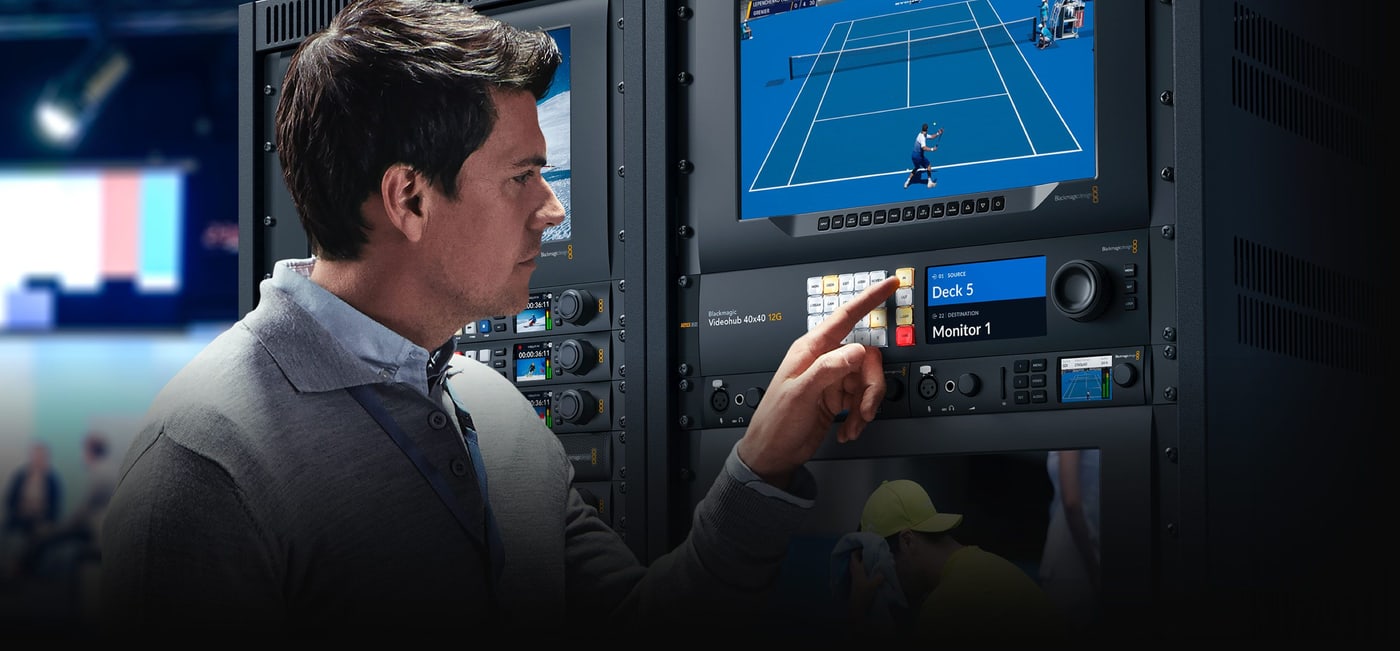 Blackmagic Videohub 40x40 12G – Živa slika na LCD zaslonu prije prebacivanja