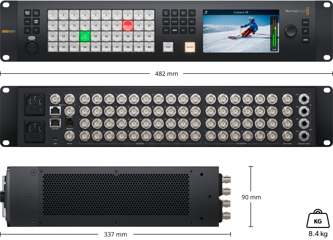 ATEM 4 M/E Constellation 4K – Dimenzije i težina