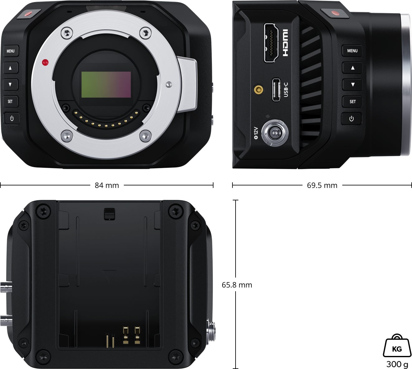 Blackmagic Design Micro Studio Camera 4K G2 – Dimenzije i težina