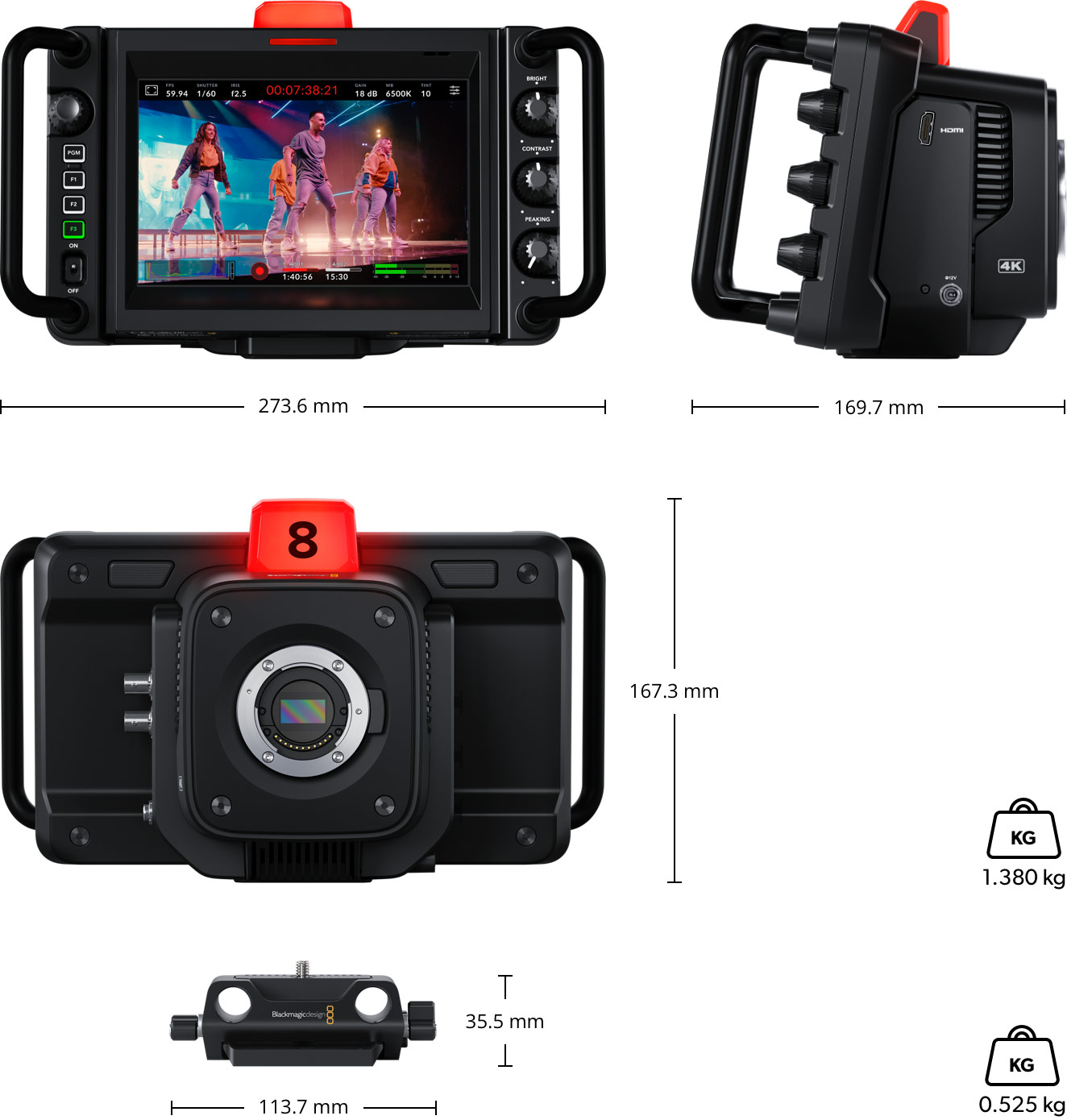 Dimenzije Blackmagic Studio Camera 4K Plus G2