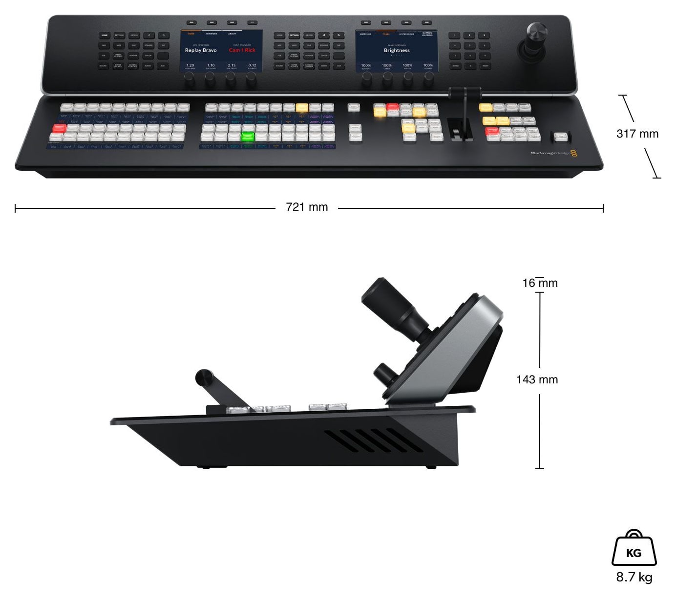 ATEM 1 M/E Advanced Panel 20 – Dimenzije