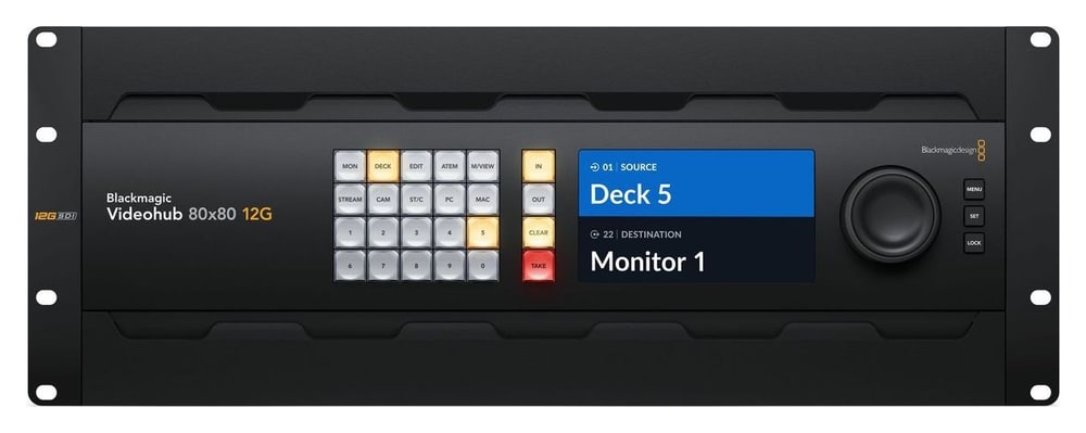 Blackmagic Videohub 80x80 12G – Živa slika na LCD zaslonu prije prebacivanja