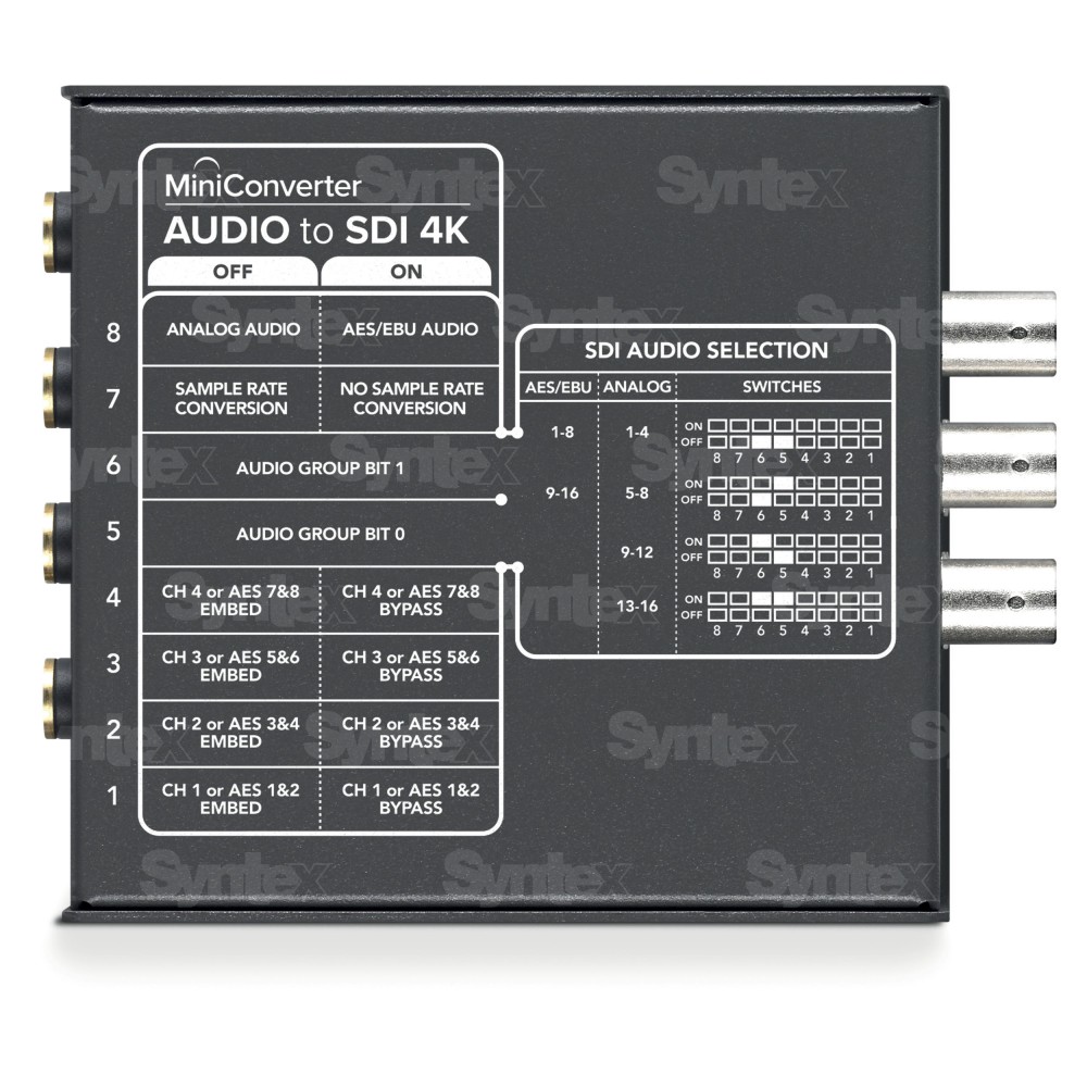 Mini Converter Audio to SDI 4K connectors