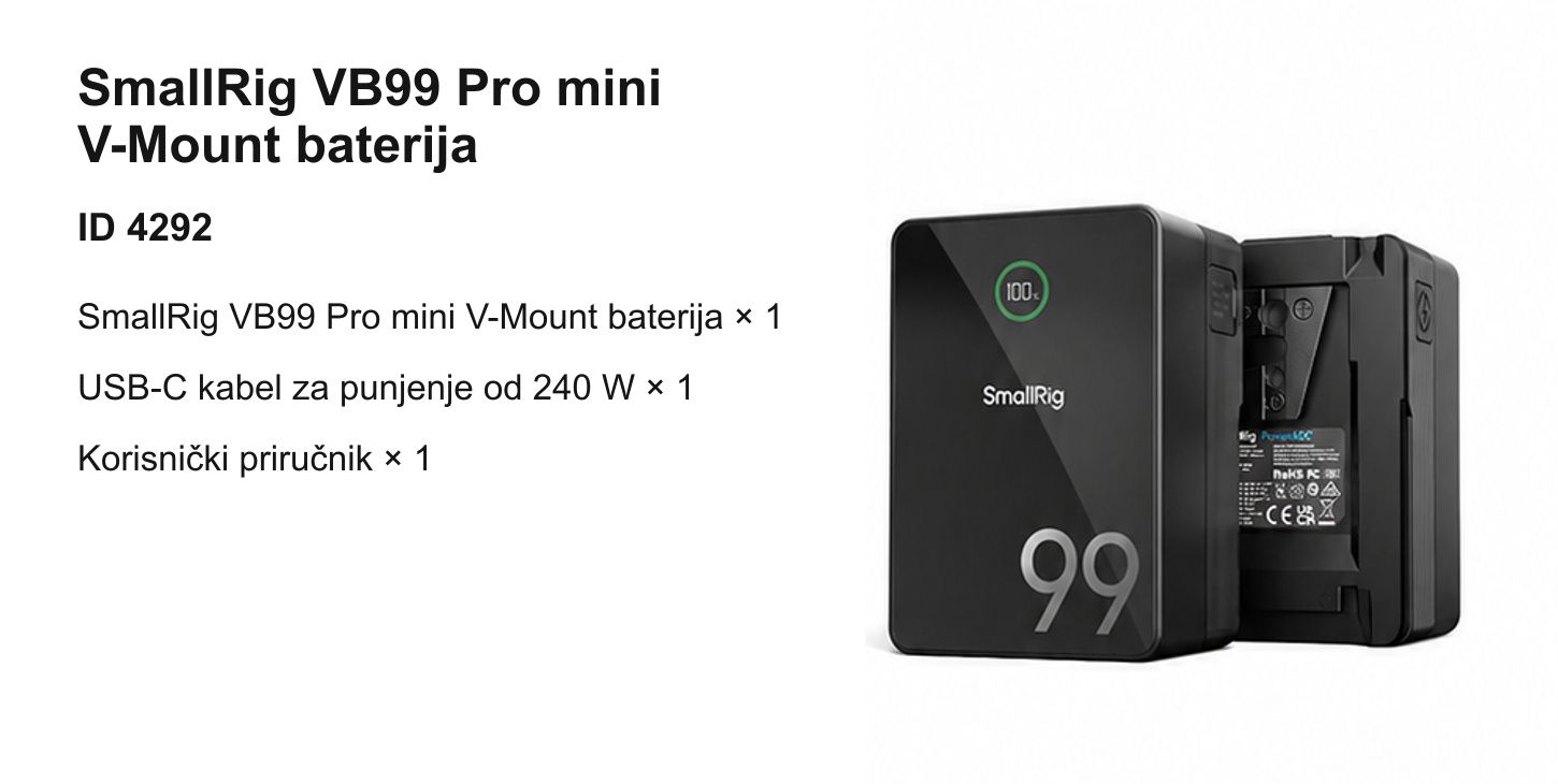 Prevedena infografika proizvoda SmallRig VB99 Pro 8/10
