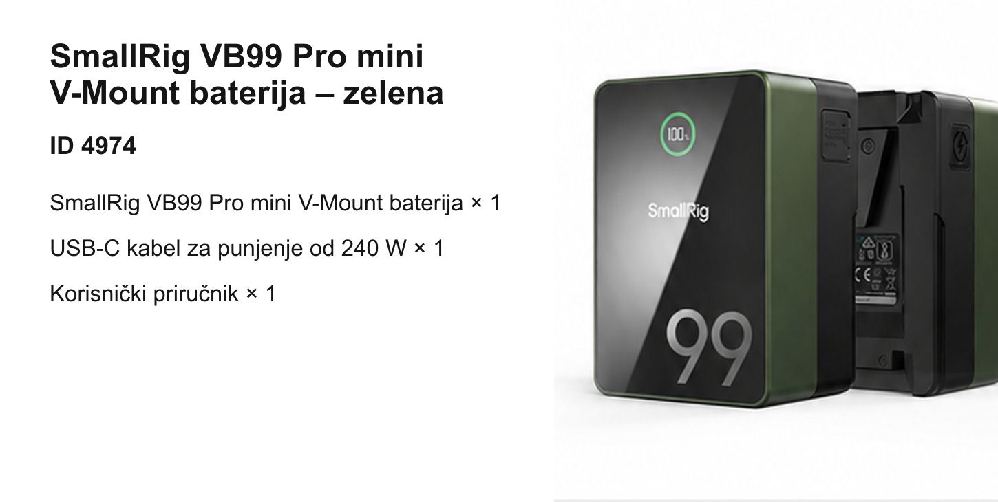 Prevedena infografika proizvoda SmallRig VB99 Pro 9/10