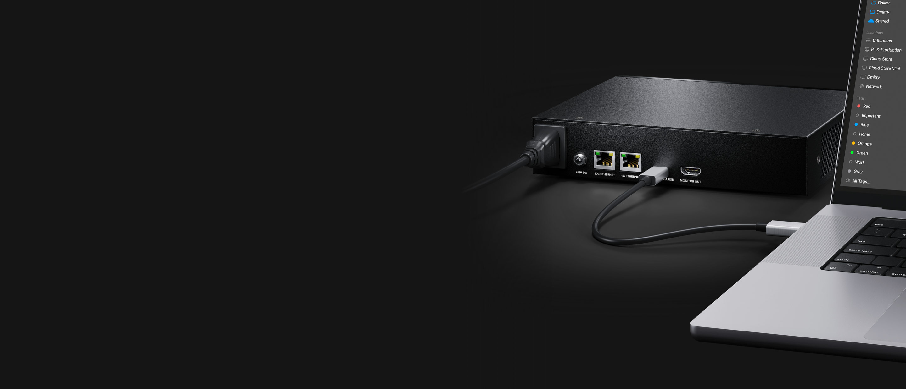 Stražnja ploča Blackmagic Cloud Store Mini 16TB s 10G Ethernetom, USB-C i HDMI