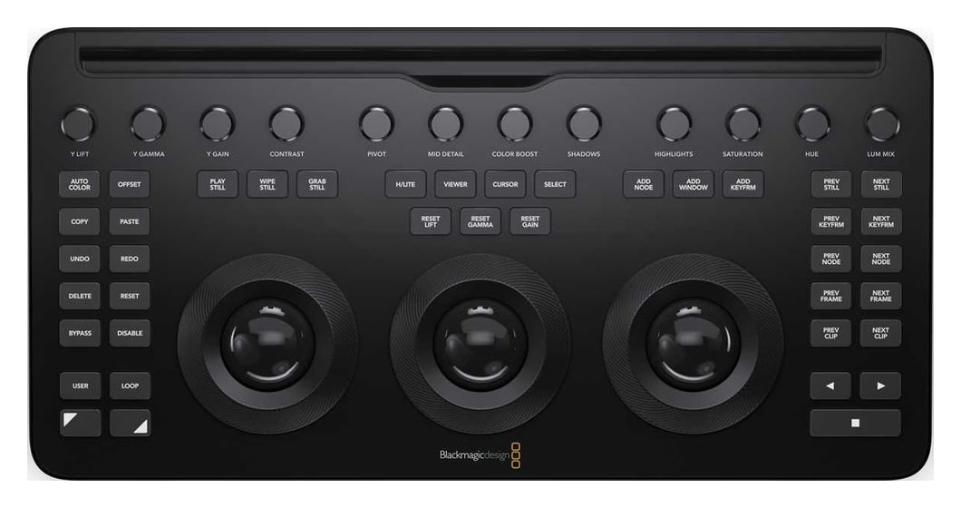 DaVinci Resolve Micro Color Panel – Tri trackballa s prstenovima