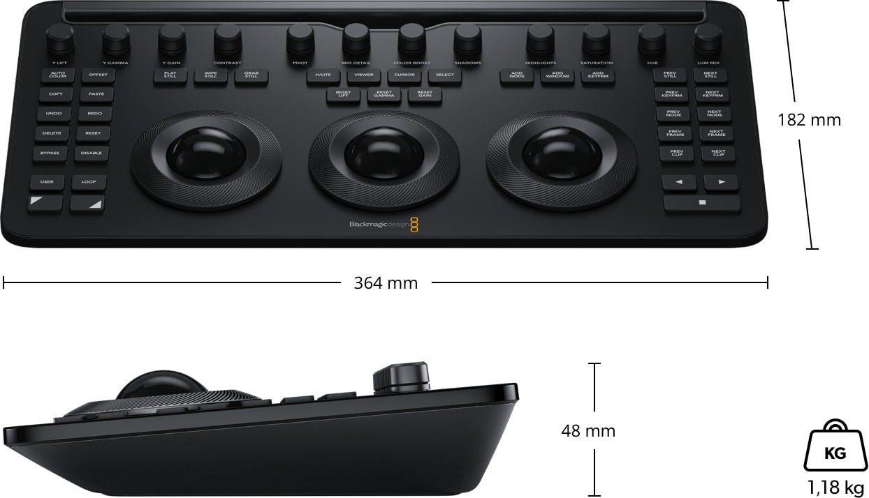 DaVinci Resolve Micro Color Panel – Dimenzije i težina