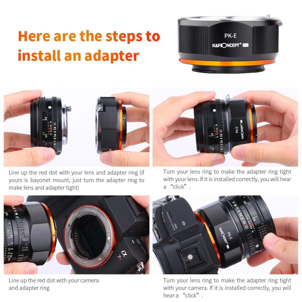 Adapter za objektive s PK K bajoneta na Sony NEX E-bajonet s dizajnom mat laka, Sony NEX-3 NEX-3C NEX-3N NEX-5 NEX-5C NEX-5N NEX-5R NEX-5T