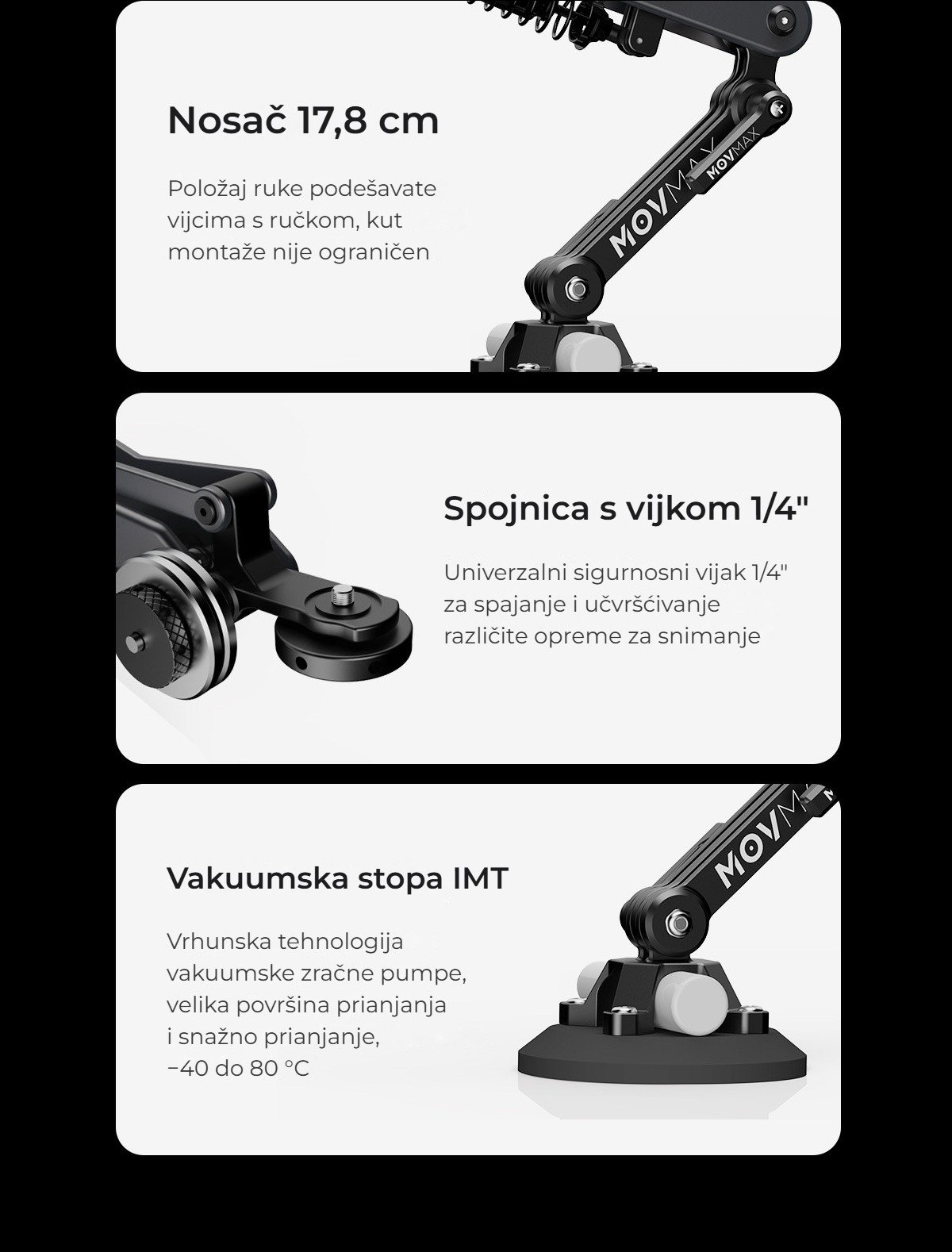 Nosač, spojnica i vakuumska stopa