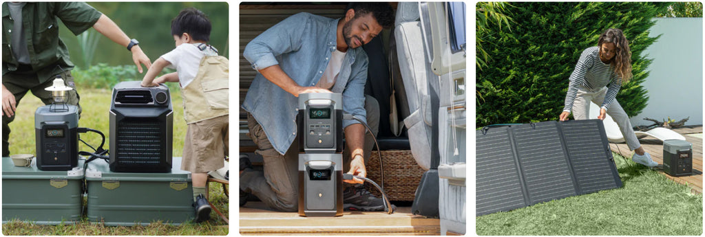 Primjeri povezivanja DELTA 2 s drugim EcoFlow proizvodima.