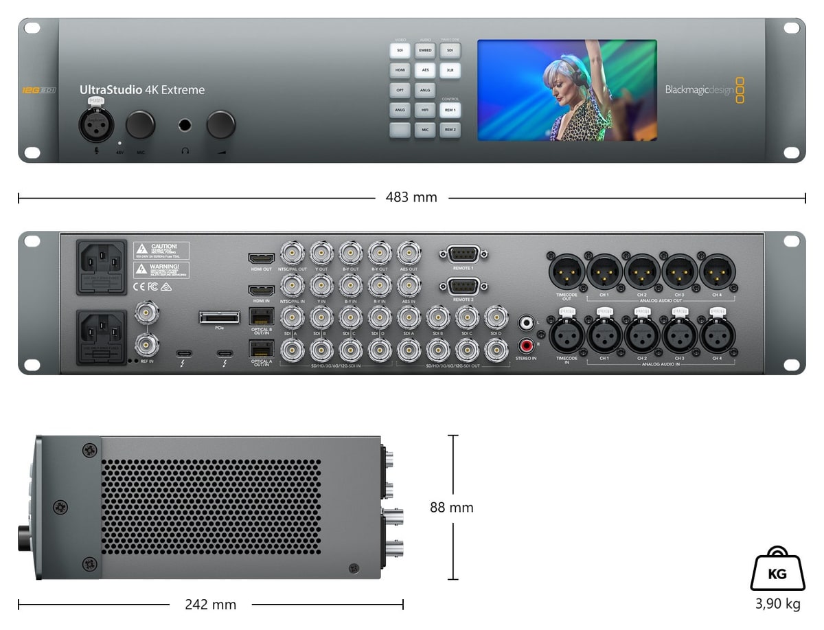 Blackmagic Design UltraStudio 4K Extreme 3 – Dimenzije i masa