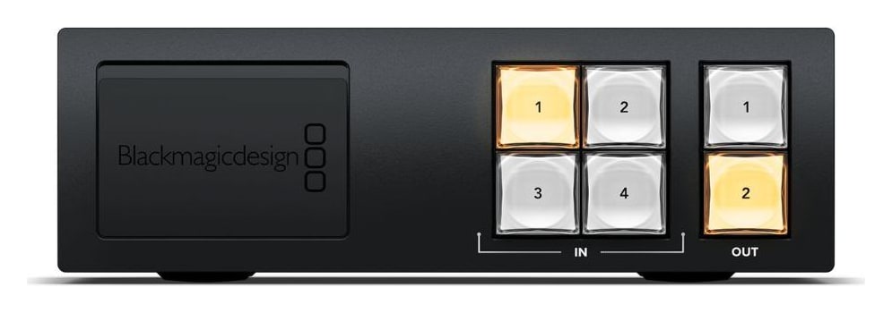 Blackmagic Videohub Mini 4x2 12G – Prednja ploča za brze intervencije