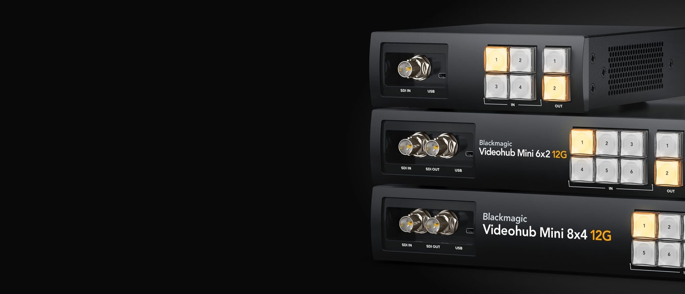 Blackmagic Videohub Mini 4x2 12G – Hitni priključci na prednjoj ploči