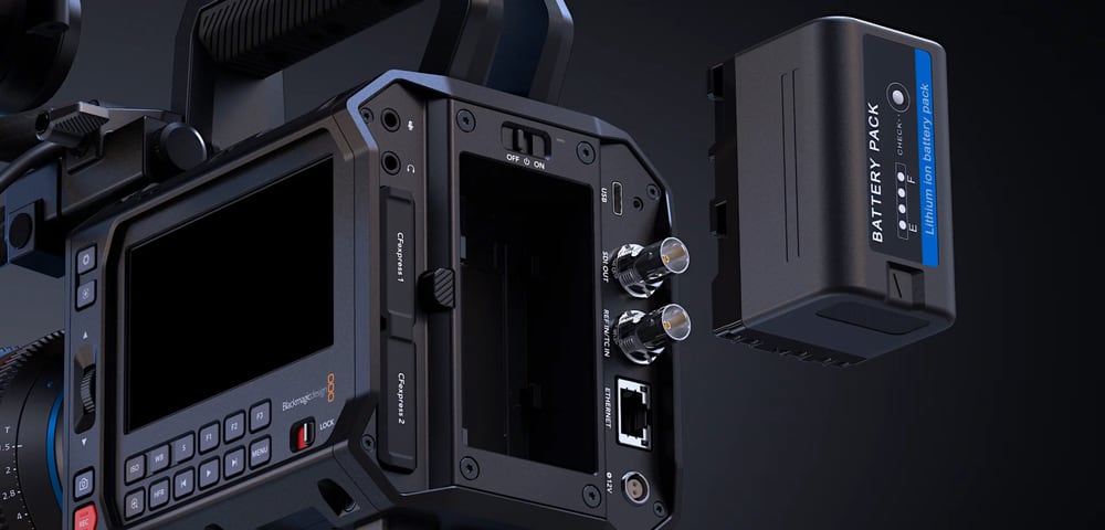 Blackmagic PYXIS 12K PL – Baterije BP-U i DC ulaz sa zaključavanjem
