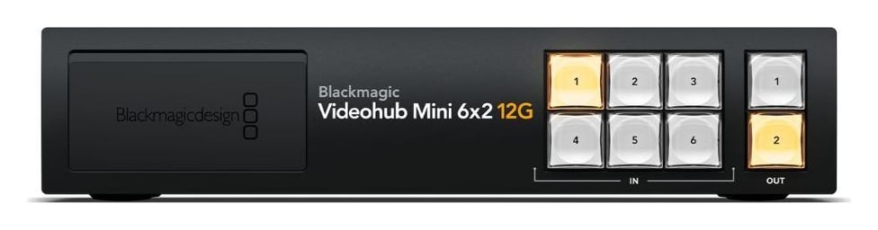 Blackmagic Videohub Mini 6x2 12G – Prednja ploča za brze intervencije