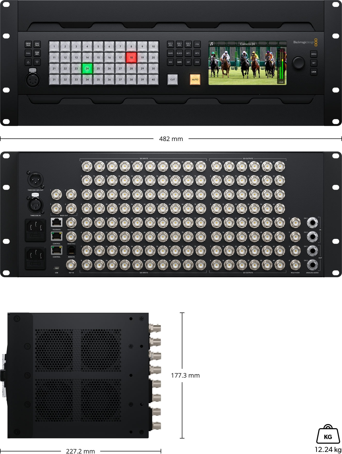 ATEM 4 M/E Constellation 4K Plus – Dimenzije i težina