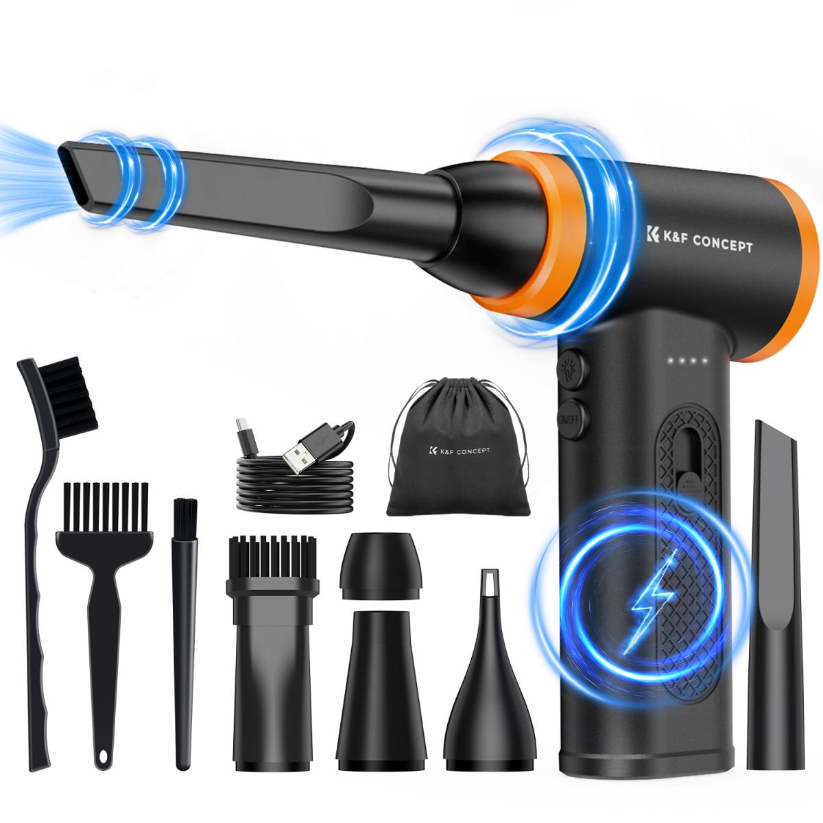K&F Concept 12-1 čistač prašine bez četkica, podesiv u 3 brzine, super snaga vjetra, punjiv i prijenosan, za dubinsko čišćenje računala, tipkovnice, sušenje automobila, kućno čišćenje - zamjena za boce komprimiranog zraka