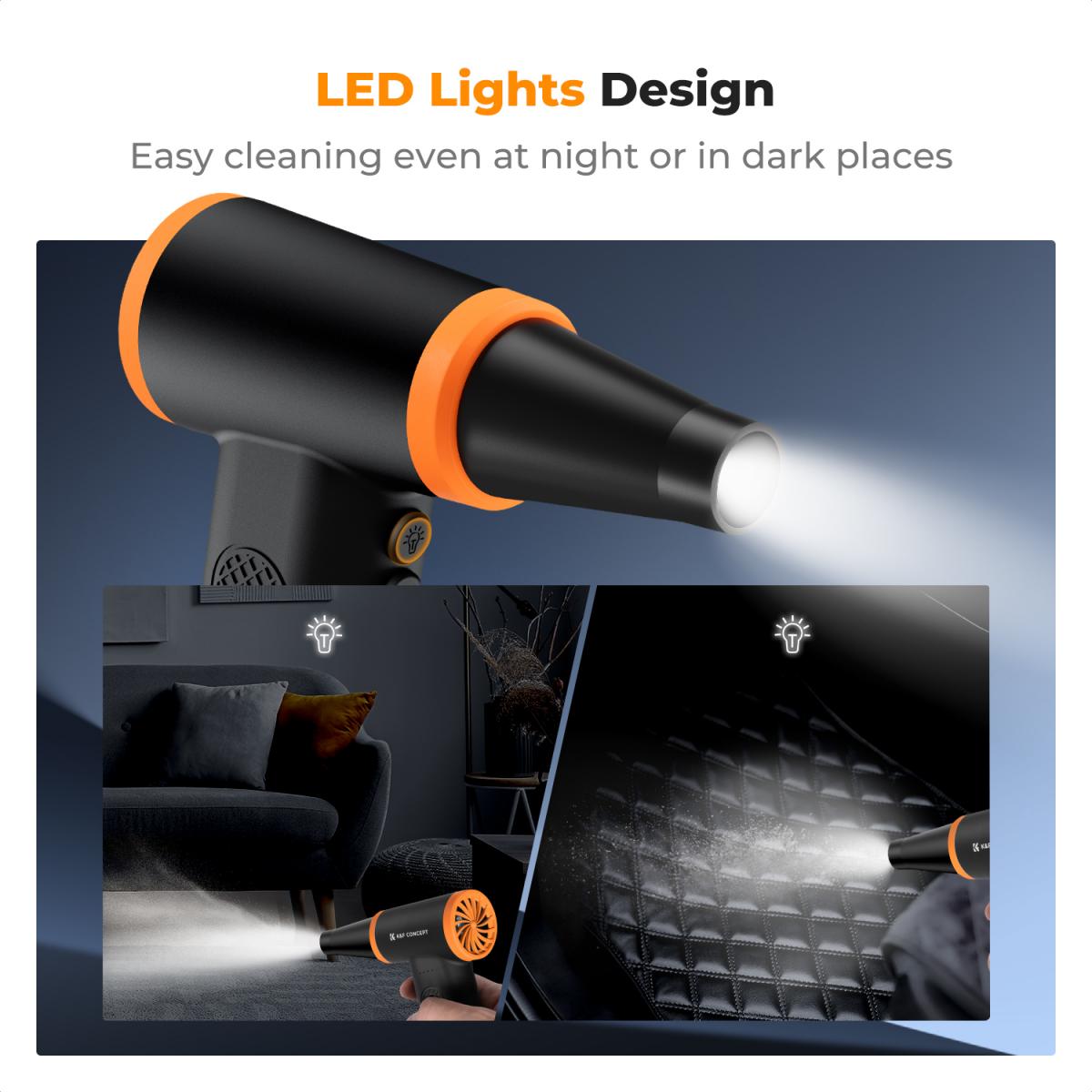 K&F Concept 12-1 čistač prašine bez četkica, podesiv u 3 brzine, super snaga vjetra, punjiv i prijenosan, za dubinsko čišćenje računala, tipkovnice, sušenje automobila, kućno čišćenje - zamjena za boce komprimiranog zraka