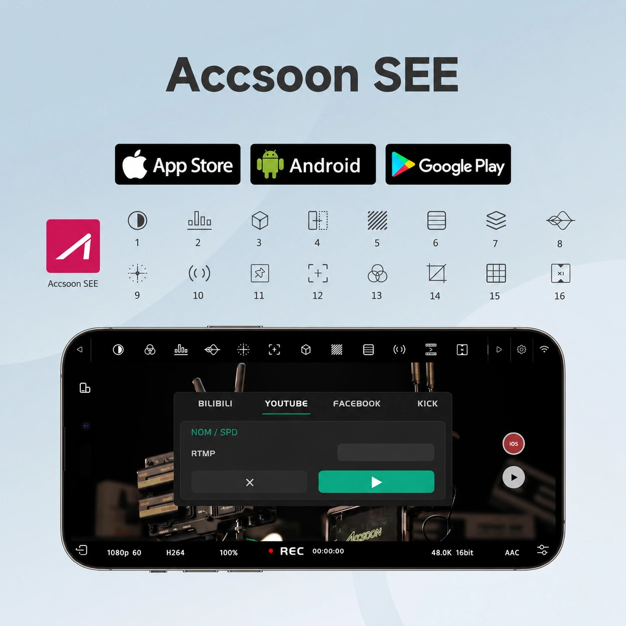 Accsoon CineView SE · Pregled u aplikaciji Accsoon SEE