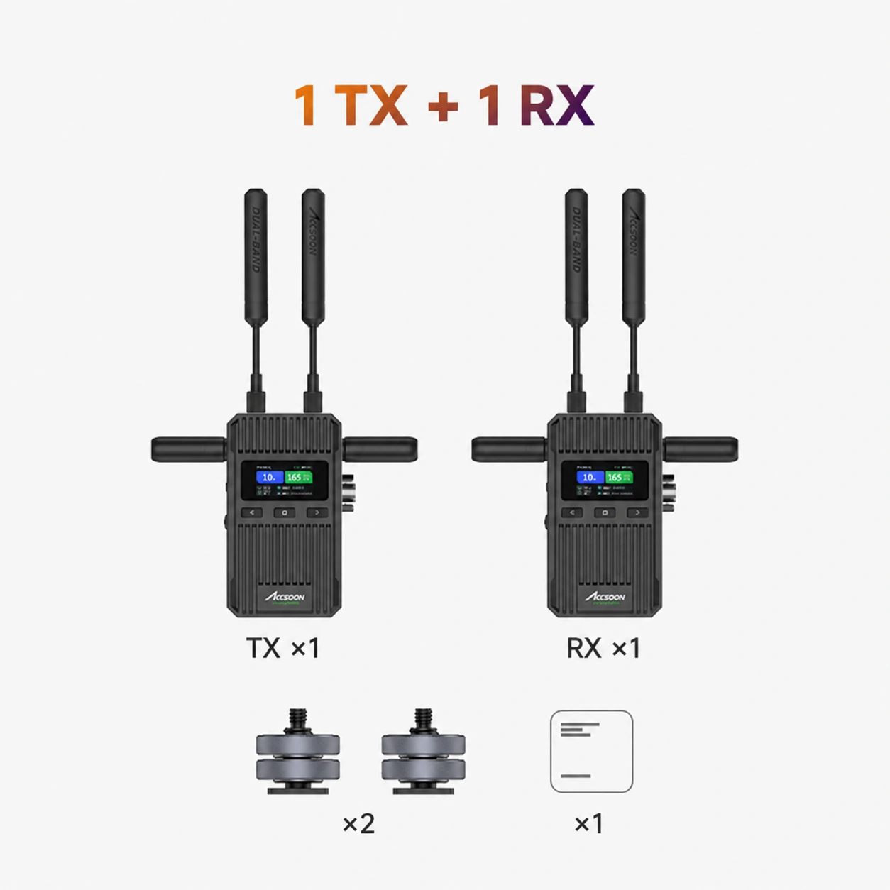 Sadržaj seta 1TX + 1RX · Accsoon CineView 2 SDI