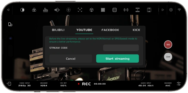 Pregled i streaming u aplikaciji Accsoon SEE · Accsoon CineView 2 SDI