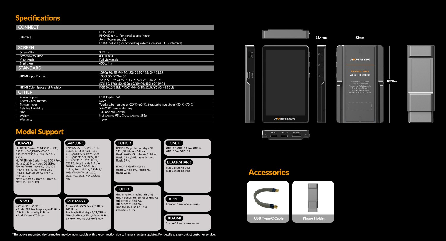 AVMATRIX VM40 u upotrebi sa smartfonom