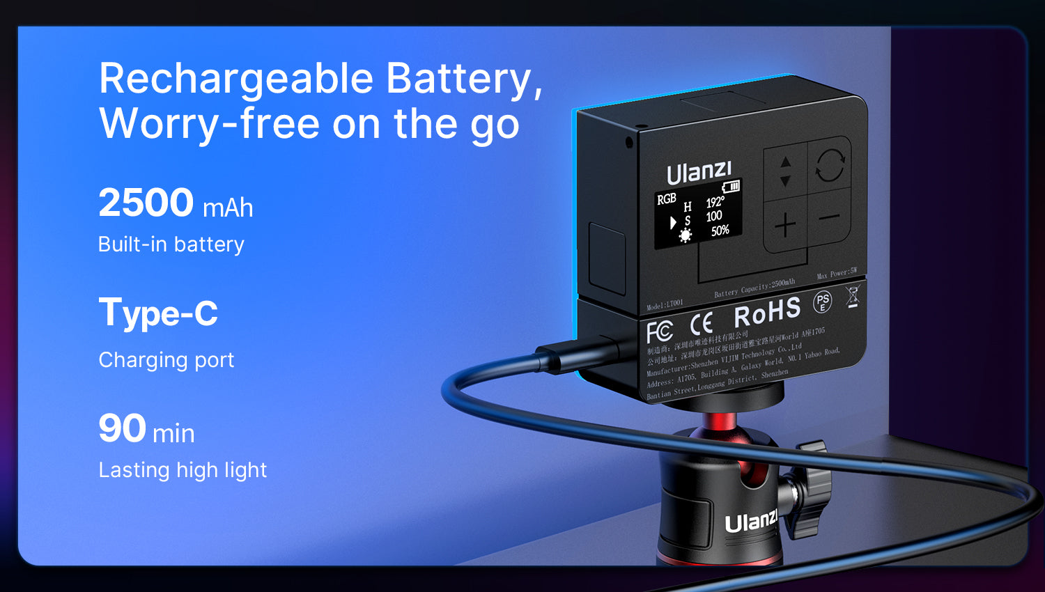 Ulanzi VL49 Pro punjiva mini RGB svjetiljka