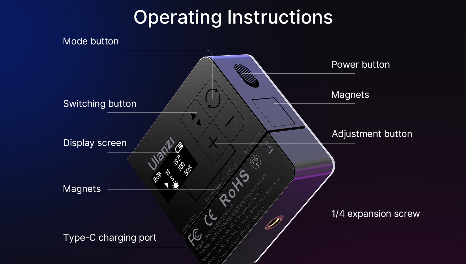 Ulanzi VL49 Pro punjiva mini RGB svjetiljka