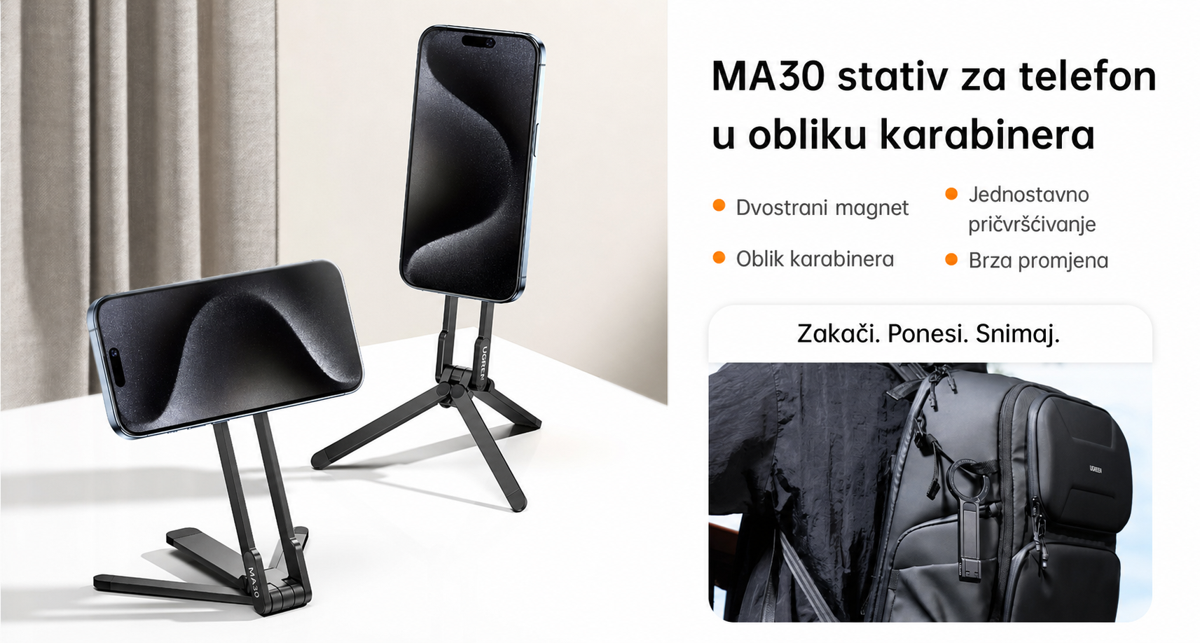 Přeložená infografika hlavních funkcí Ulanzi MA30