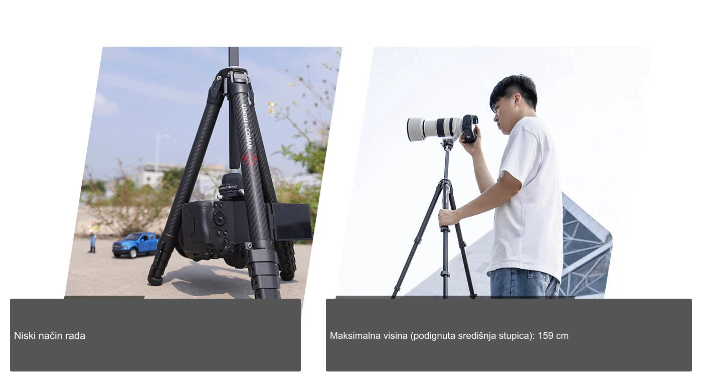 Niski način rada: 180 mm (7,0") – Maksimalna visina (s podignutom središnjom stupicom): 1590 mm (62,6")