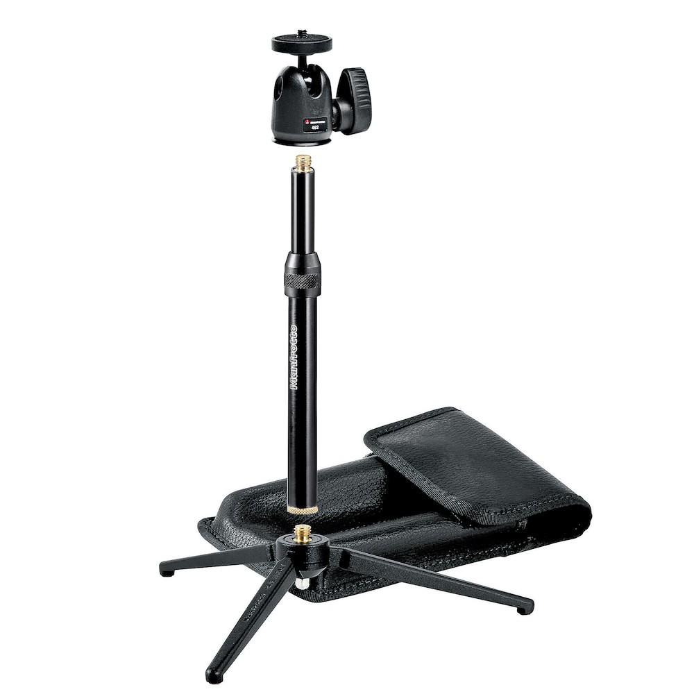 Manfrotto 259B između stativa 209 i glave 492, prikazano s torbom